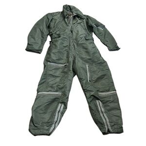 Military green coverall flying suit by John Ownbey co
Size Medium long